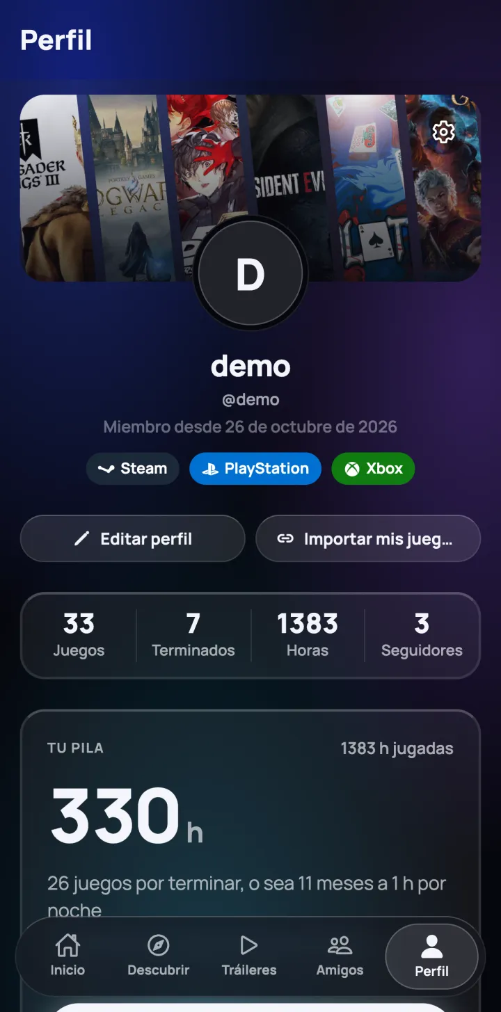 Tu perfil y tu pila en horas