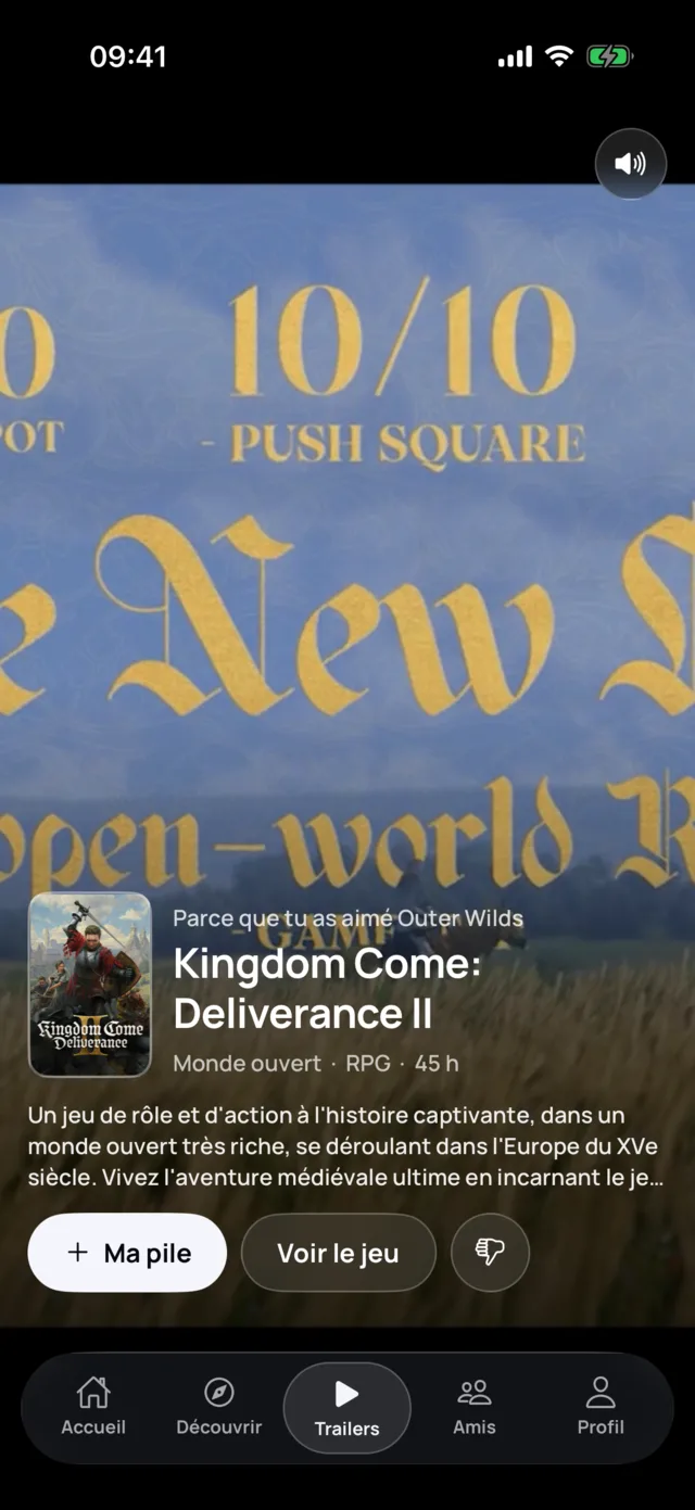 The full screen trailer feed