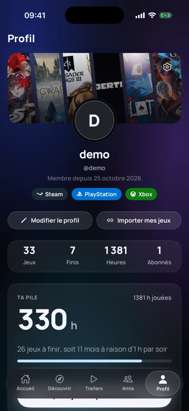 Your profile: your games, your hours and your pile